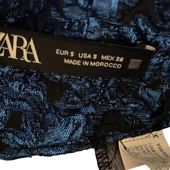 NWOT Zara Blue Jacquard Skirt With Frilled Hem Size S - Picture 5 of 7